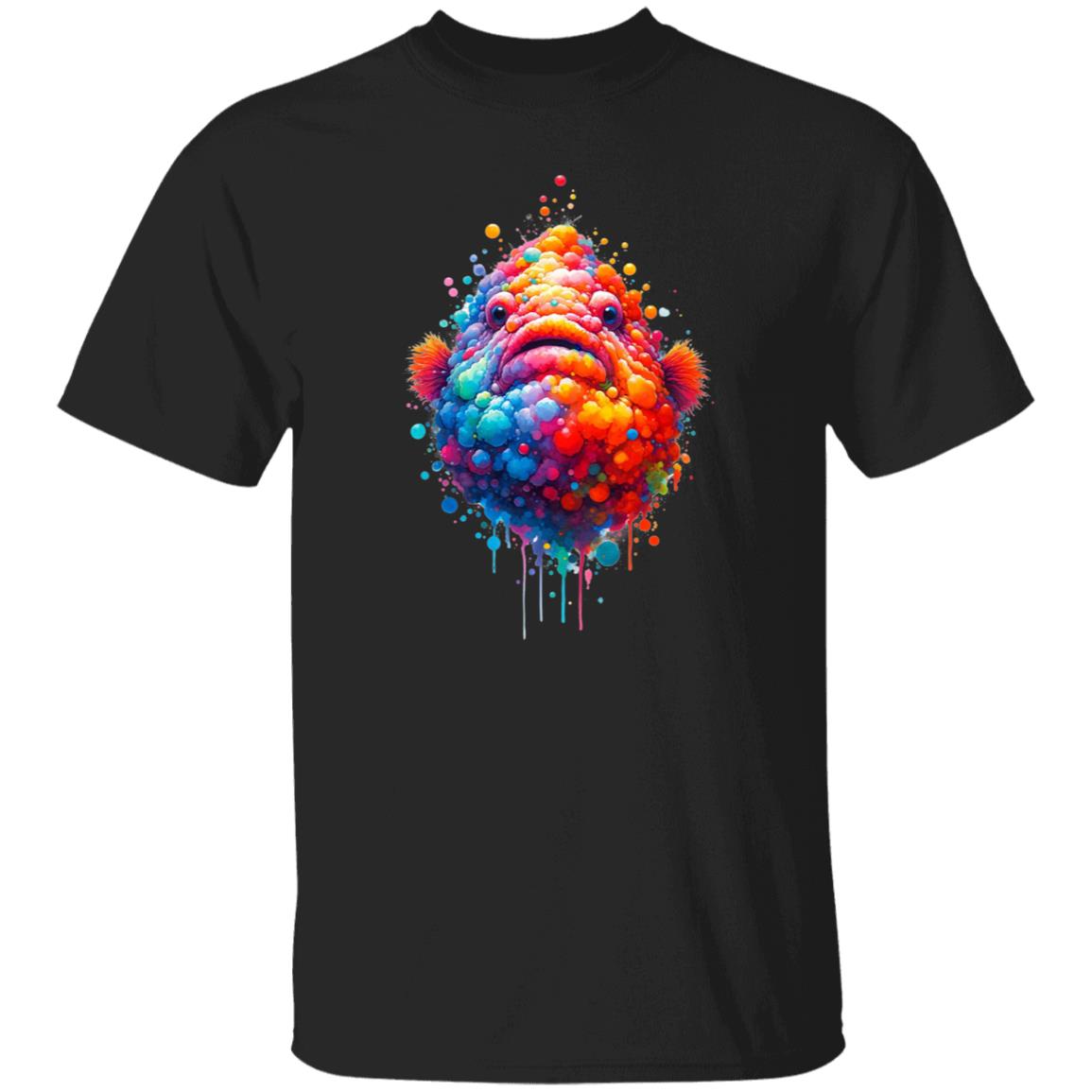 Deep Sea Fish Color Splash Unisex T-shirt Black Navy Dark Heather-Family-Gift-Planet