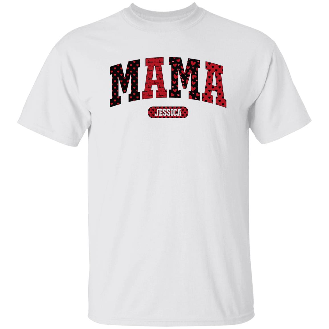 Personalized Mama Valentine's Day Unisex T-Shirt Custom name Mom heart love-Family-Gift-Planet