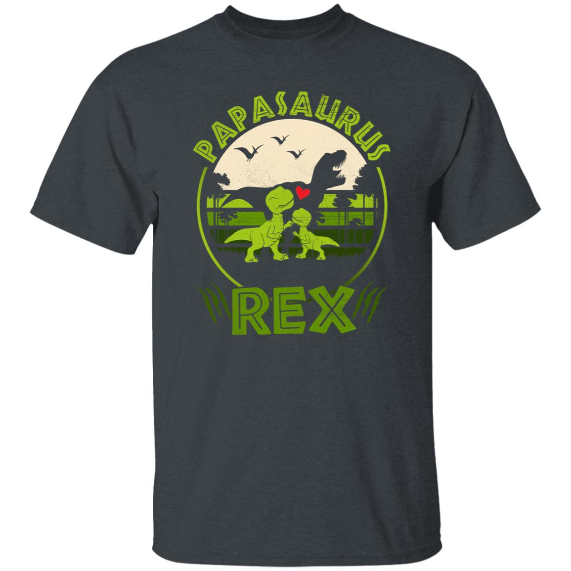 Papasaurus Rex Unisex T-shirt gift Father dinosaur tee black dark heather-Dark Heather-Family-Gift-Planet