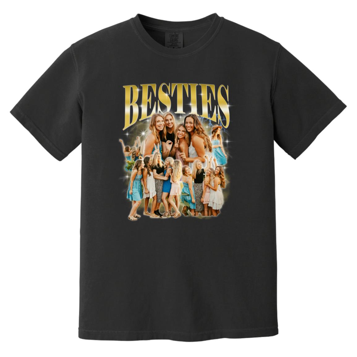 custom 58 - Besties Custom Comfort Colors Unisex T-Shirt Personalized bootleg rap tee-Black-Family-Gift-Planet