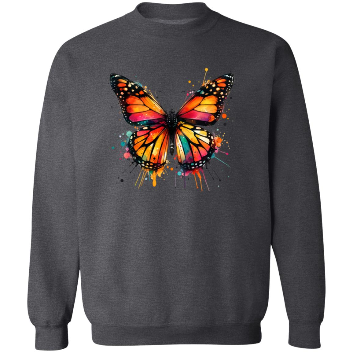 Monarch Butterfly Color Splash Unisex Sweatshirt Black Navy Dark Heather-Family-Gift-Planet