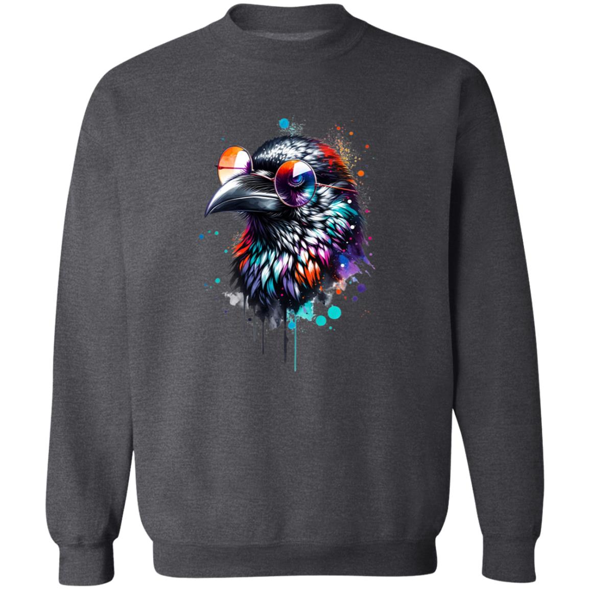Cool Raven Color Splash Unisex Sweatshirt Black Navy Dark Heather-Family-Gift-Planet