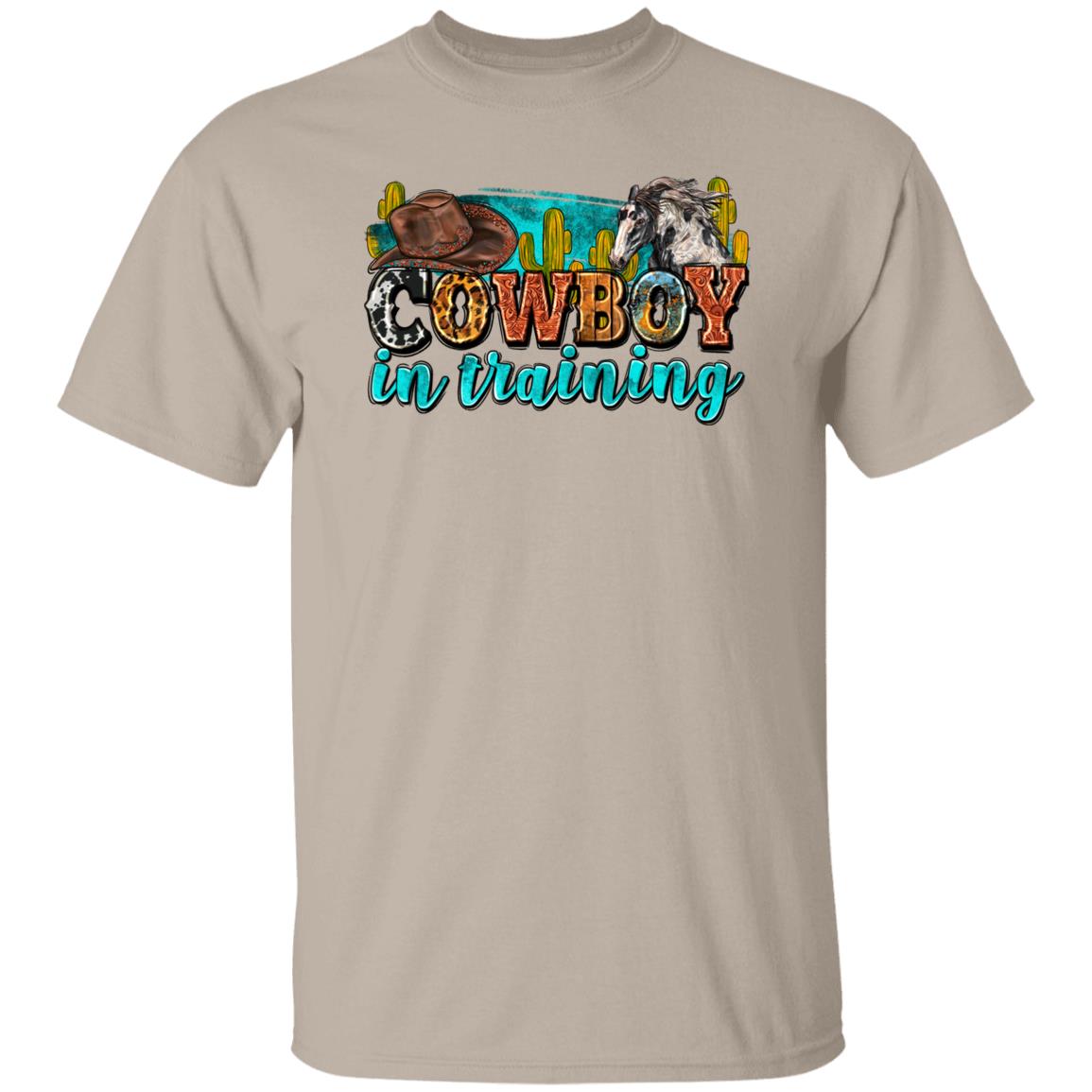 Cowboy in training T-Shirt Texas Western young cowboy Unisex tee White Sand Sport Grey-Sand-Family-Gift-Planet