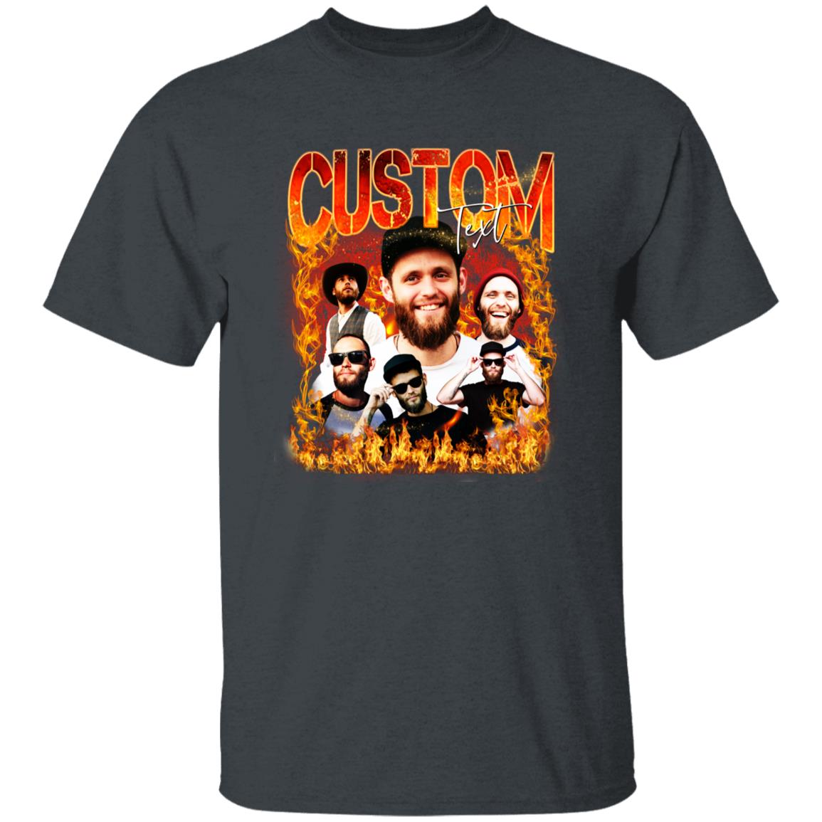 Custom Fire Bootleg rap T-Shirt gift Personalized Bridegroom Your own photo Unisex Tee Black Navy Dark Heather-Dark Heather-Family-Gift-Planet