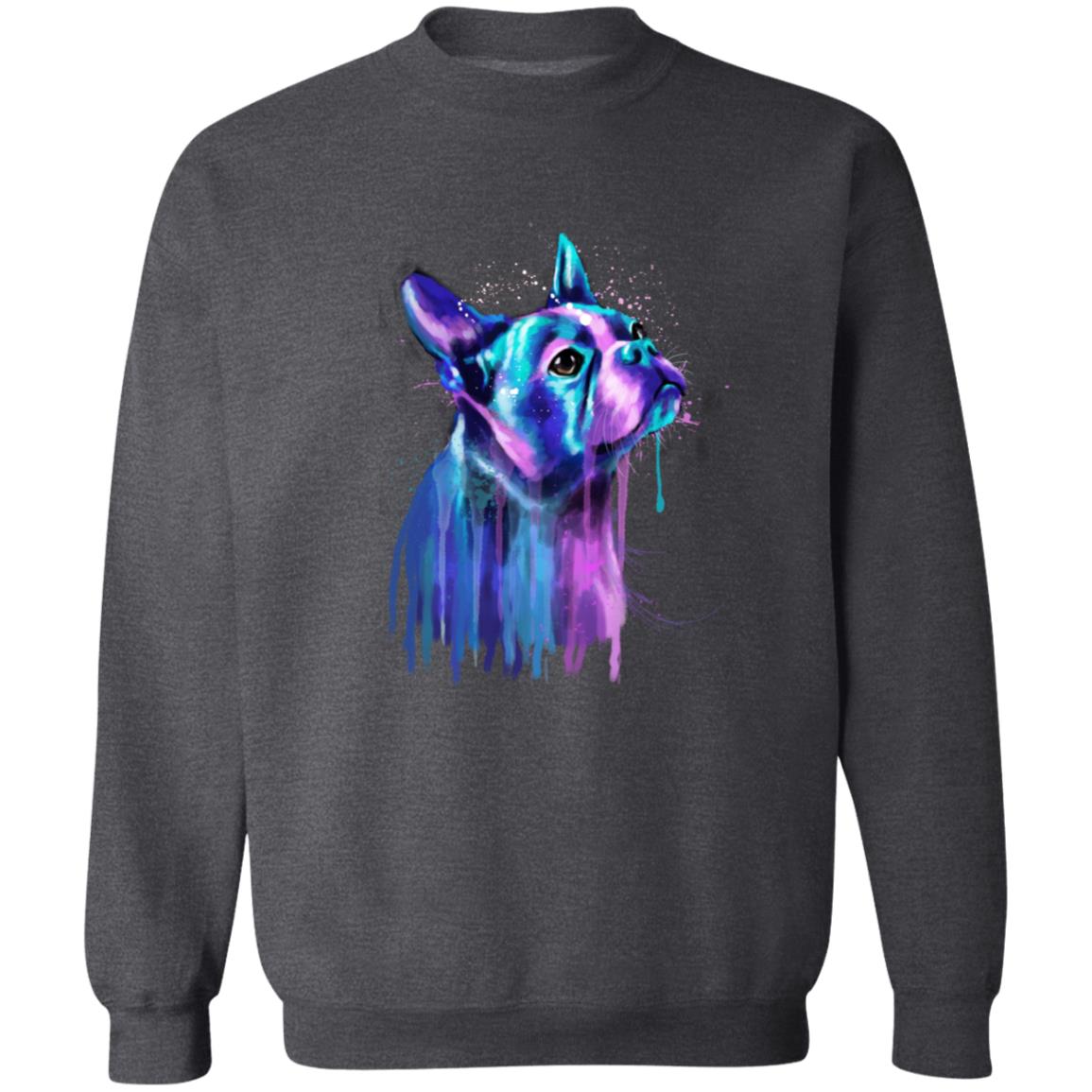 Artistic Boston terrier dog Unisex Crewneck Sweatshirt digital Art-Dark Heather-Family-Gift-Planet