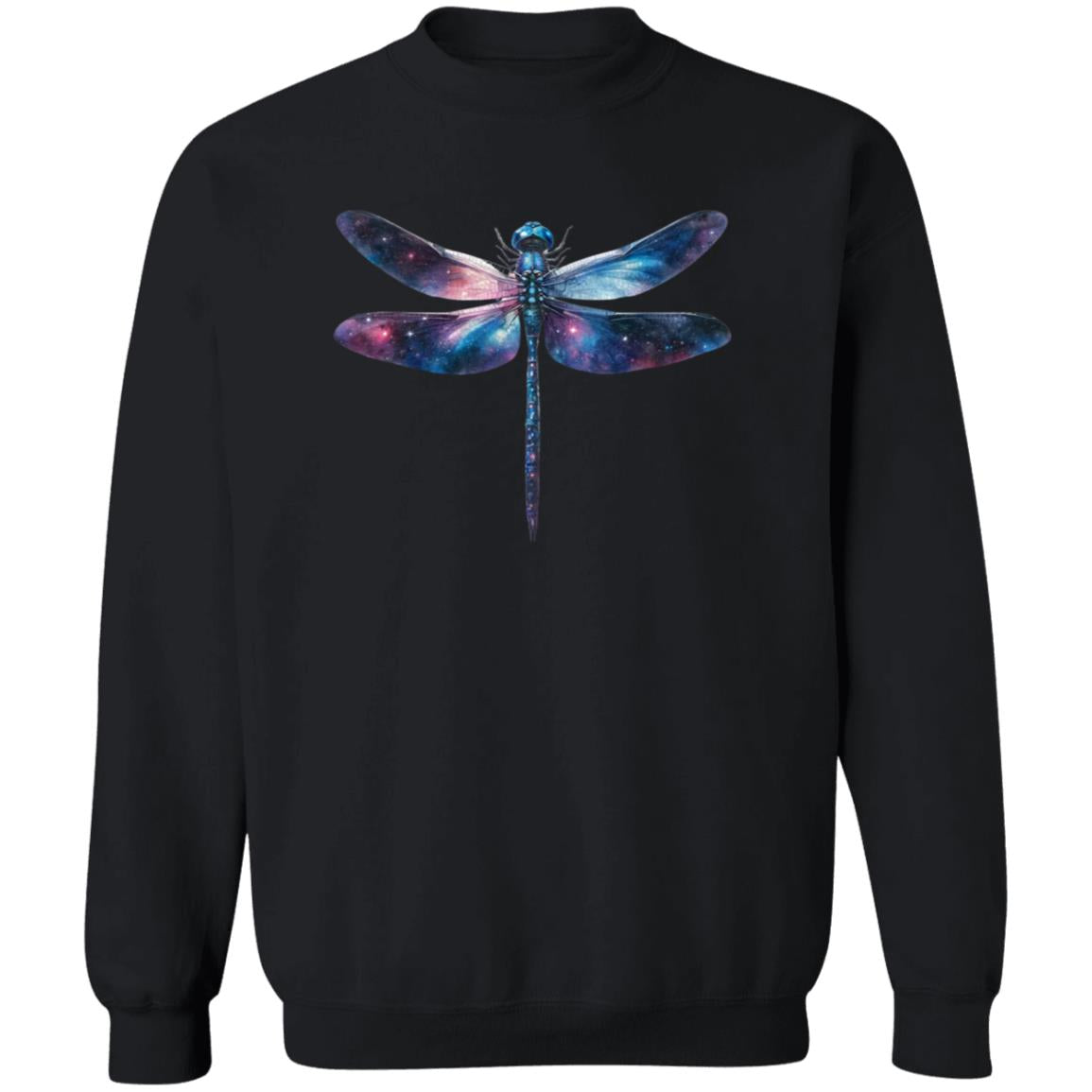 Cosmos Dragonfly Color Splash Unisex Sweatshirt Black Navy Dark Heather-Family-Gift-Planet