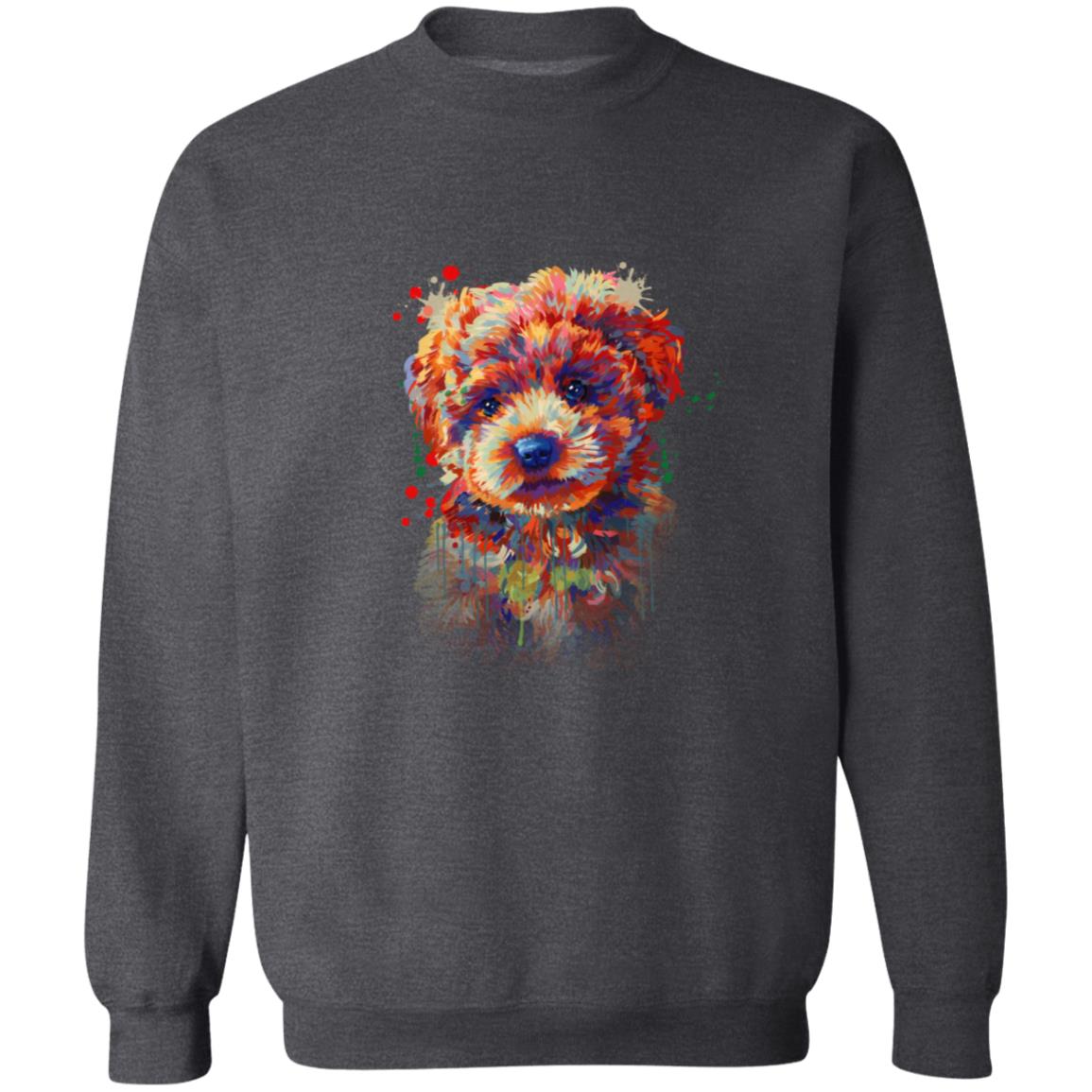 Cool digital Poodle dog art Unisex Crewneck Sweatshirt black navy dark heather-Family-Gift-Planet