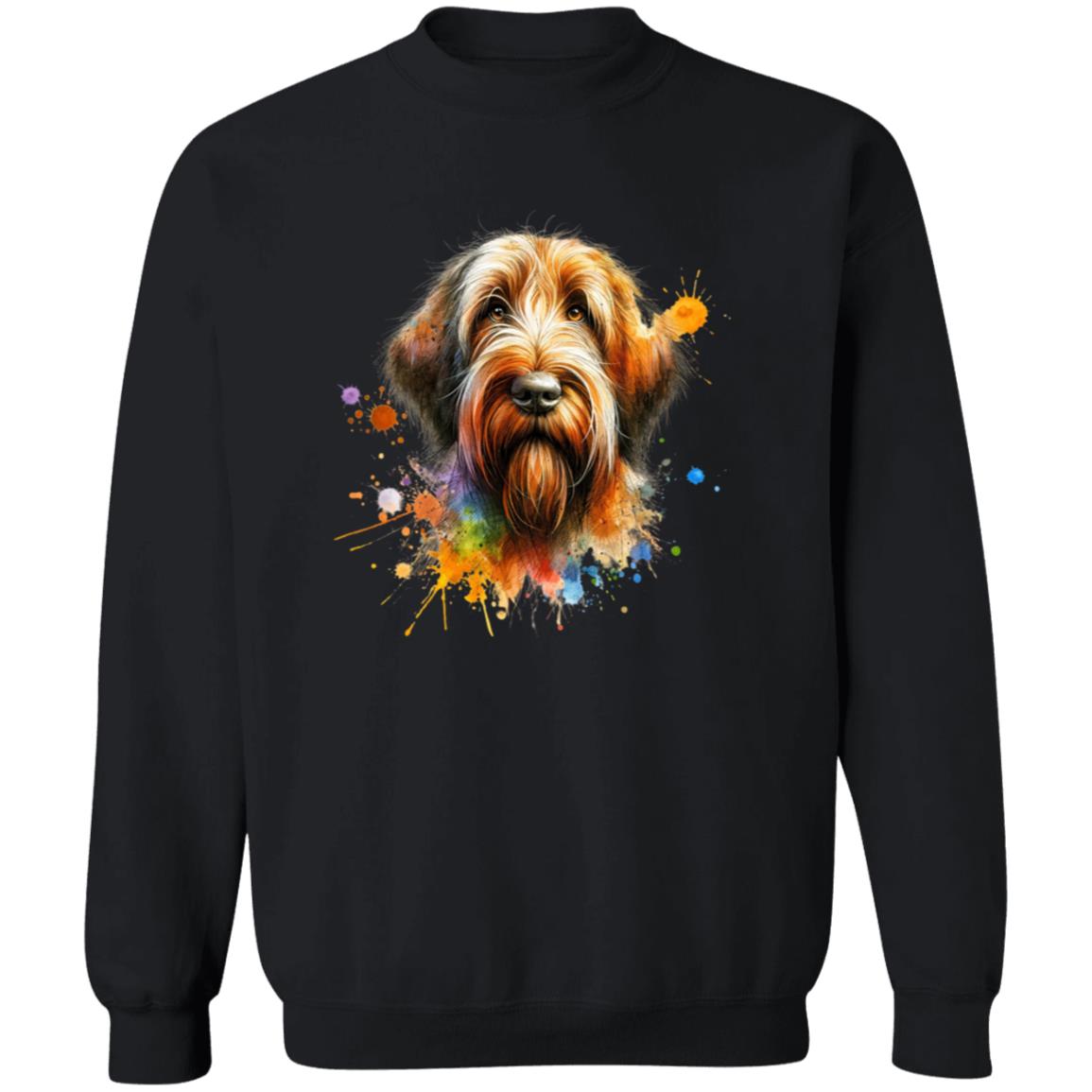 Spinone Italiano dog Color Splash Unisex Sweatshirt Black Navy Dark Heather-Family-Gift-Planet