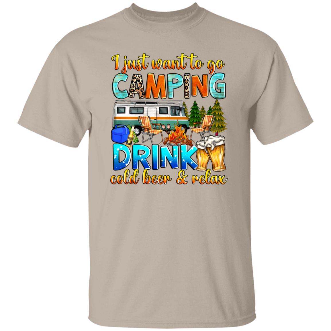 I just want to go camping T-Shirt cold beer camper Unisex Tee Sand White Sport Grey-Family-Gift-Planet