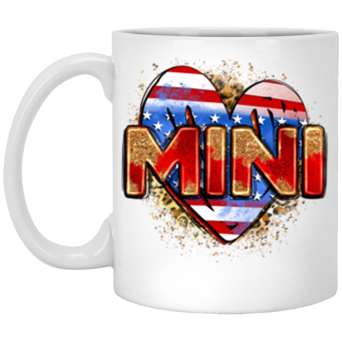 American Mini heart 11oz White Mug gift US flag grandma heart Independence day grandmother cup-White-Family-Gift-Planet