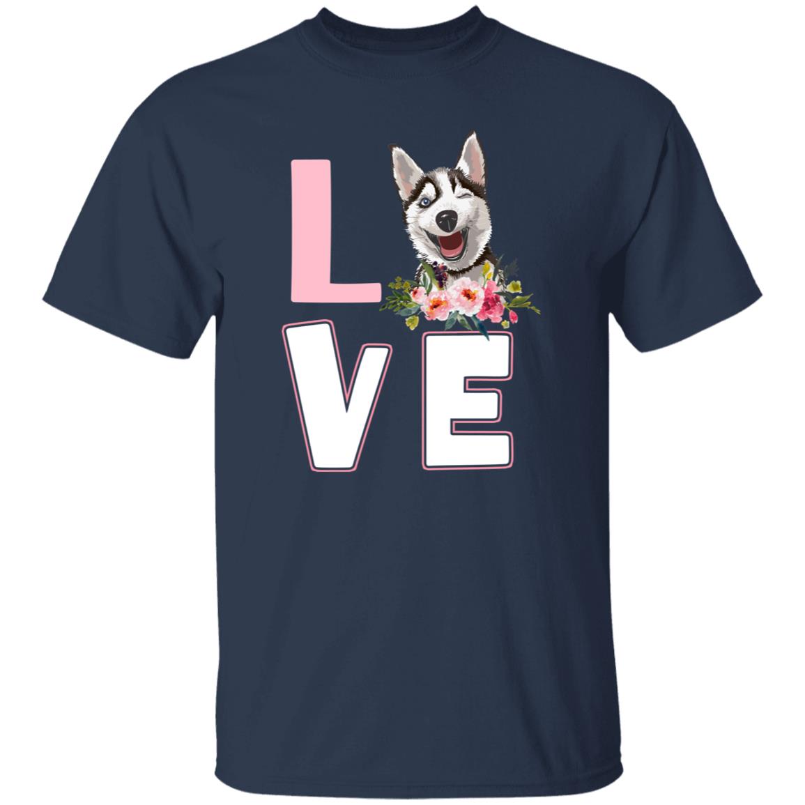 Love Husky T-Shirt gift Husky Dog mom Unisex tee Black Navy Dark Heather-Family-Gift-Planet