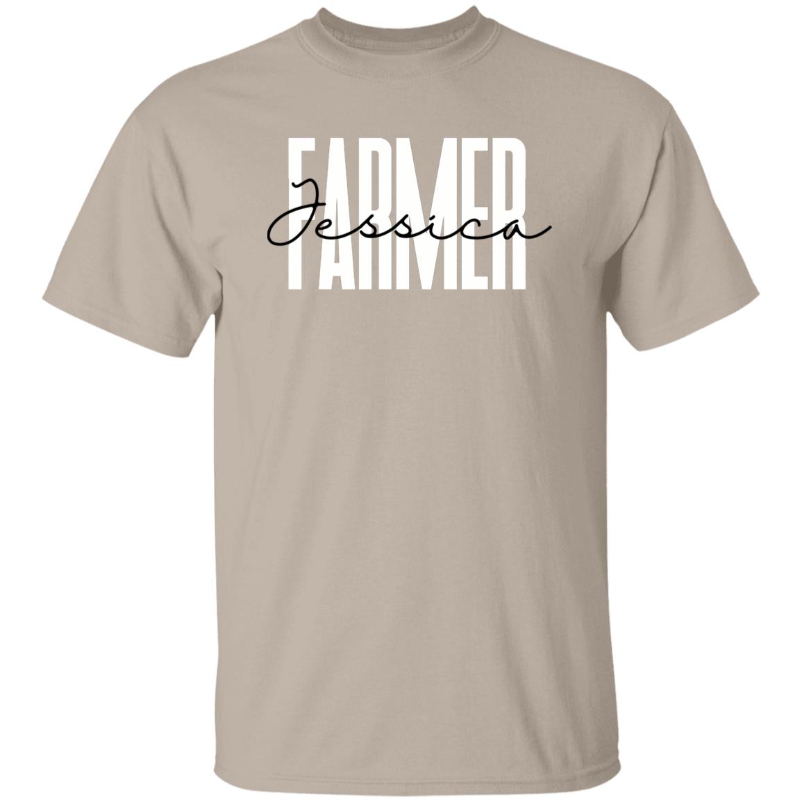 Personalized Farmer Unisex T-shirt Custom Name Farm owner tee Sand Blue Pink-Family-Gift-Planet