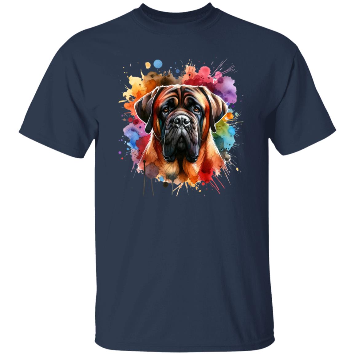 Artistic Mastiff dog Color Splash Unisex T-shirt Black Navy Dark Heather-Family-Gift-Planet