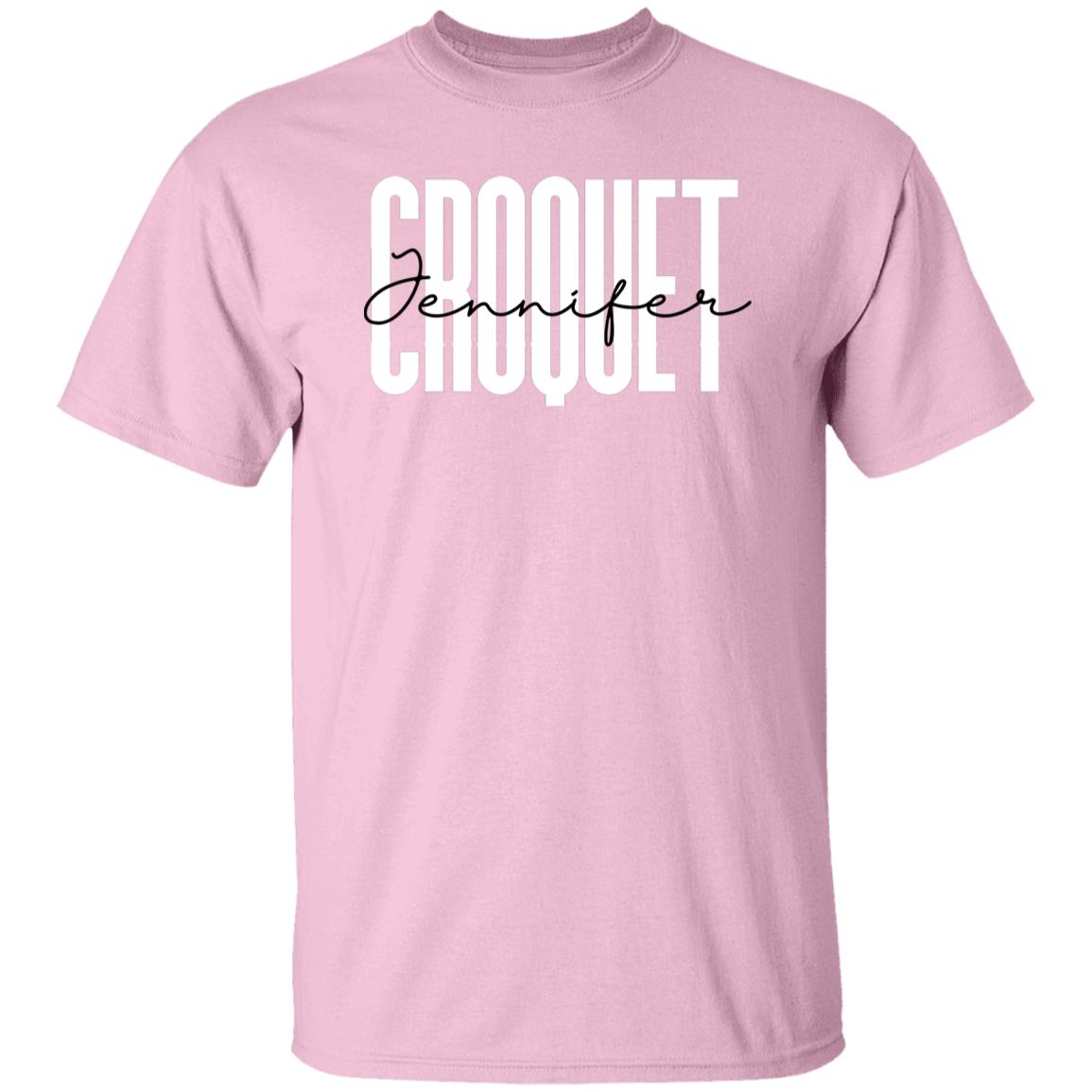 Personalized Croquet Unisex T-shirt Custom name croquet player Sand Blue Pink-Family-Gift-Planet