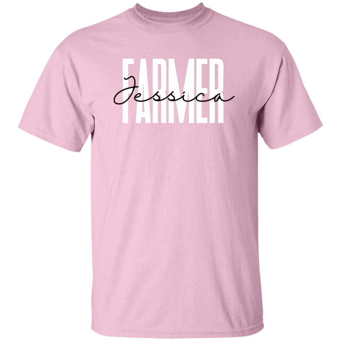 Personalized Farmer Unisex T-shirt Custom Name Farm owner tee Sand Blue Pink-Family-Gift-Planet