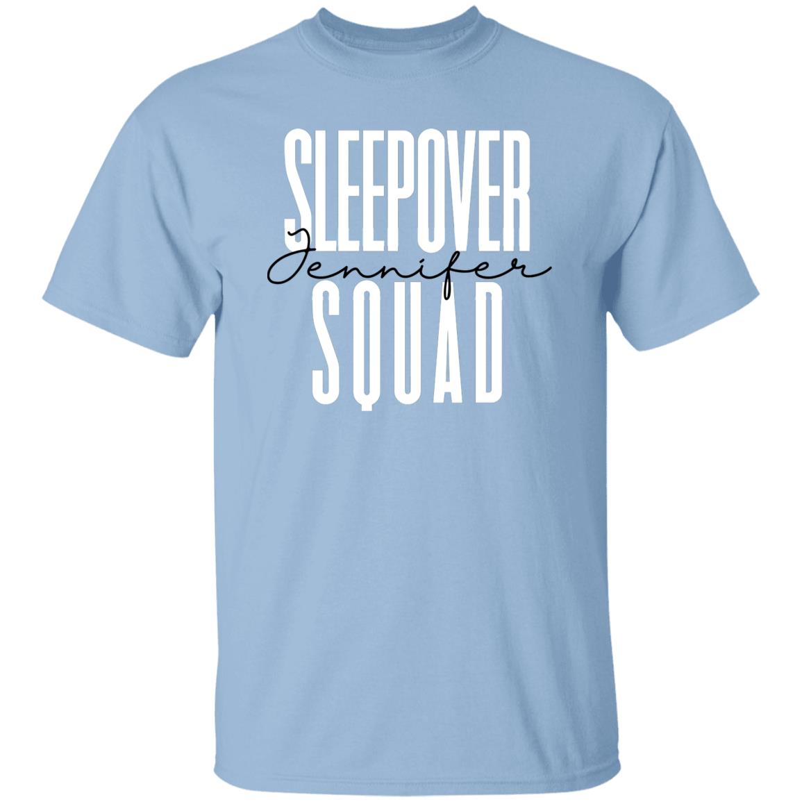 Personalized Sleepover squad T-shirt gift Custom name girls sleeping party Unisex Tee Sand Pink Light Blue-Family-Gift-Planet