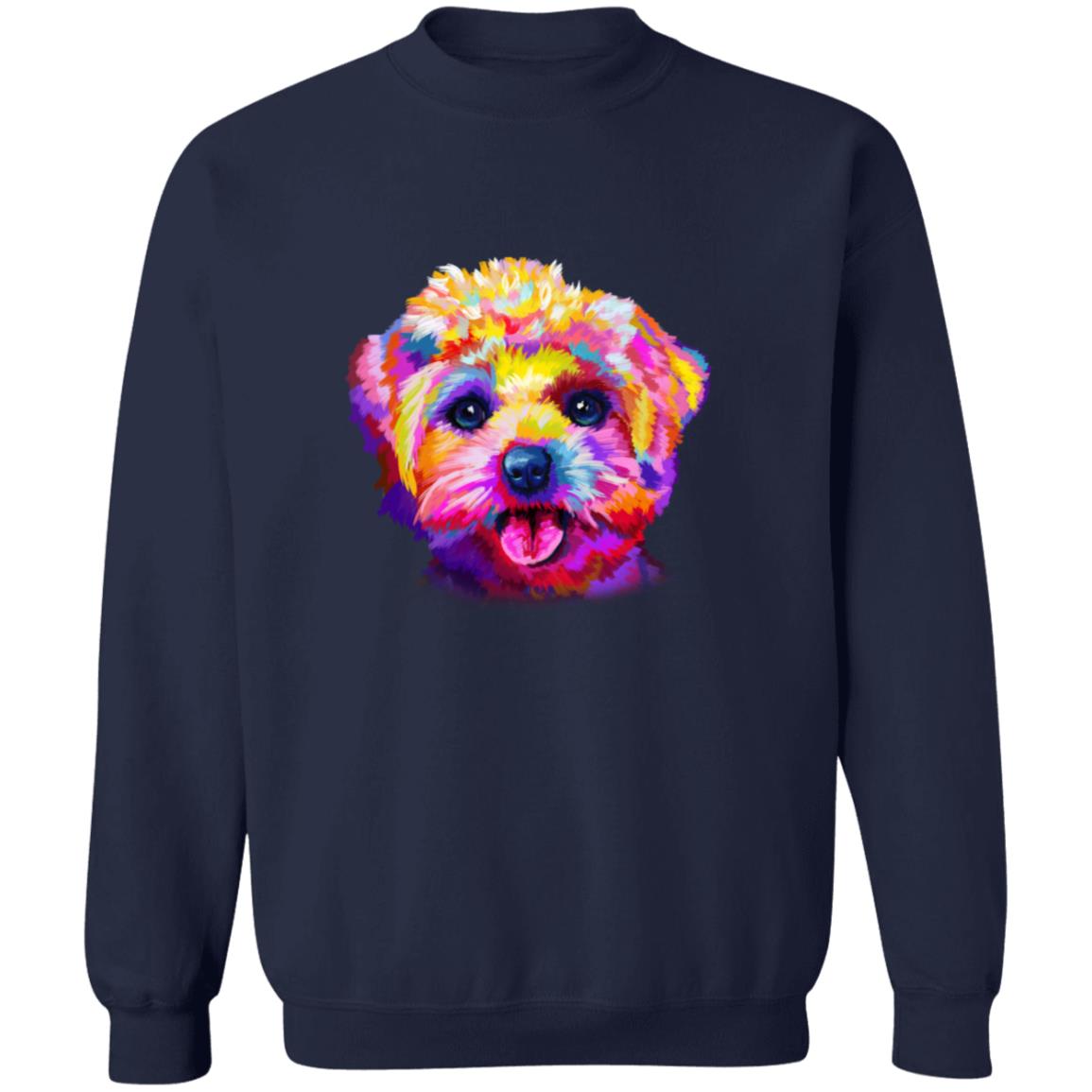 Abstract Bichon Frise dog Unisex Crewneck Sweatshirt with expressive splashes-Family-Gift-Planet