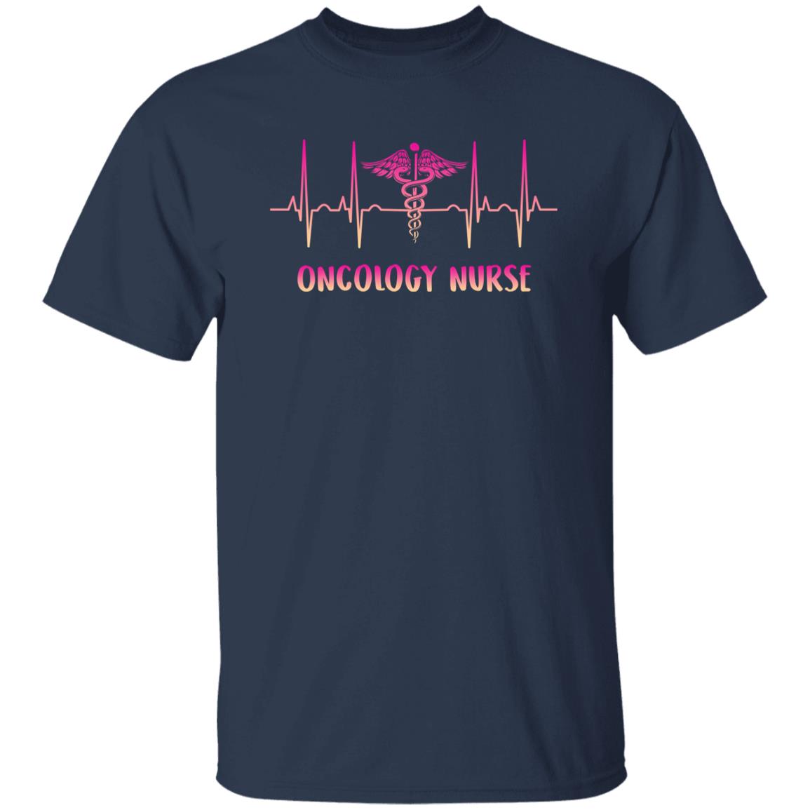 Oncology nurse Heartbeat T-Shirt Infusion chemo nurse heart beat Unisex Tee Black Navy Dark Heather-Family-Gift-Planet