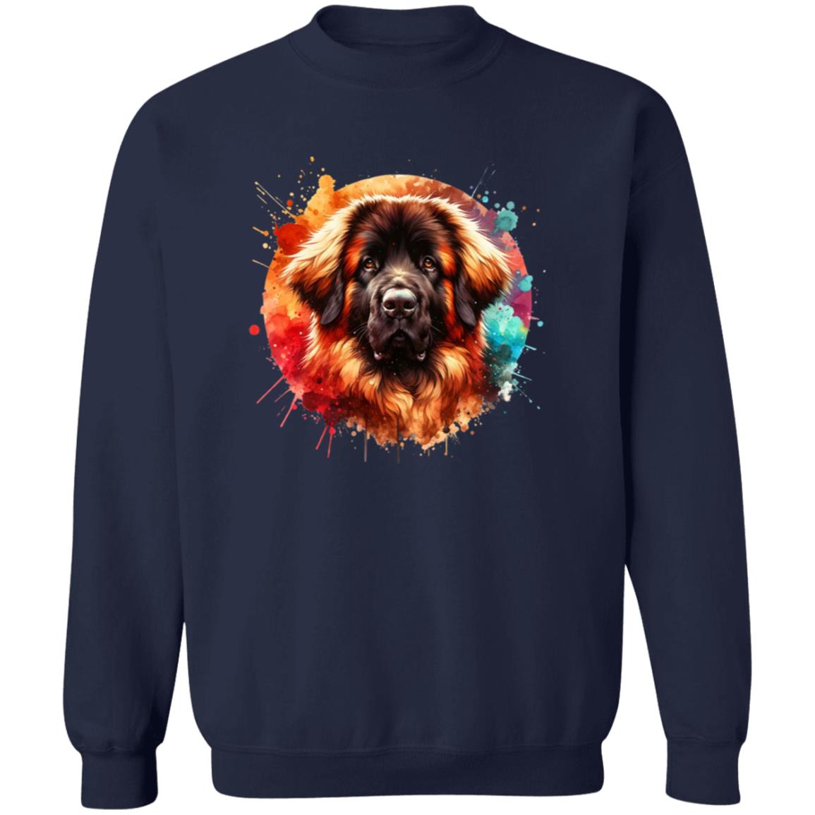 Artistic Leonberger Color Splash Unisex Sweatshirt Black Navy Dark Heather-Family-Gift-Planet