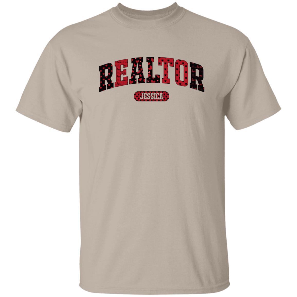 Personalized Realtor Valentine's Day Unisex T-Shirt Custom name Real estate agent heart love-Family-Gift-Planet