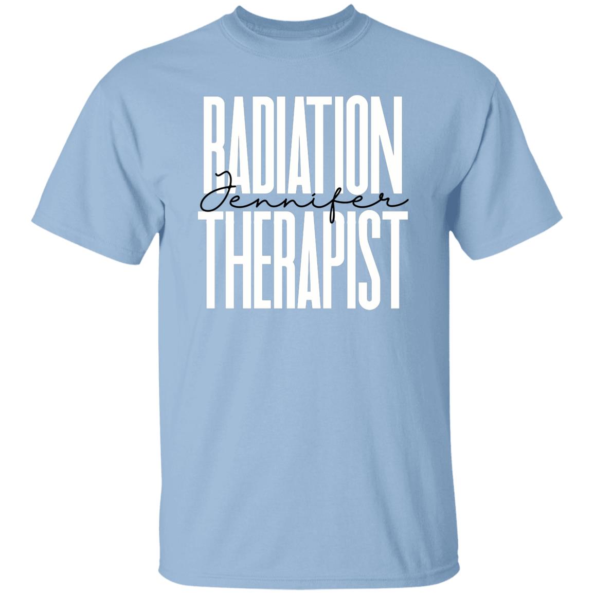 Personalized radiation therapist T-shirt gift Custom name Rad therapy tech Unisex Tee Sand Pink Light Blue-Family-Gift-Planet