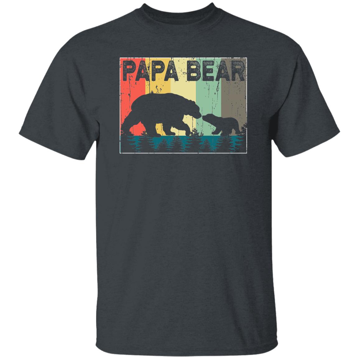 Papa bear Vintage shirt gift for dad Black Navy Dark Heather-Dark Heather-Family-Gift-Planet