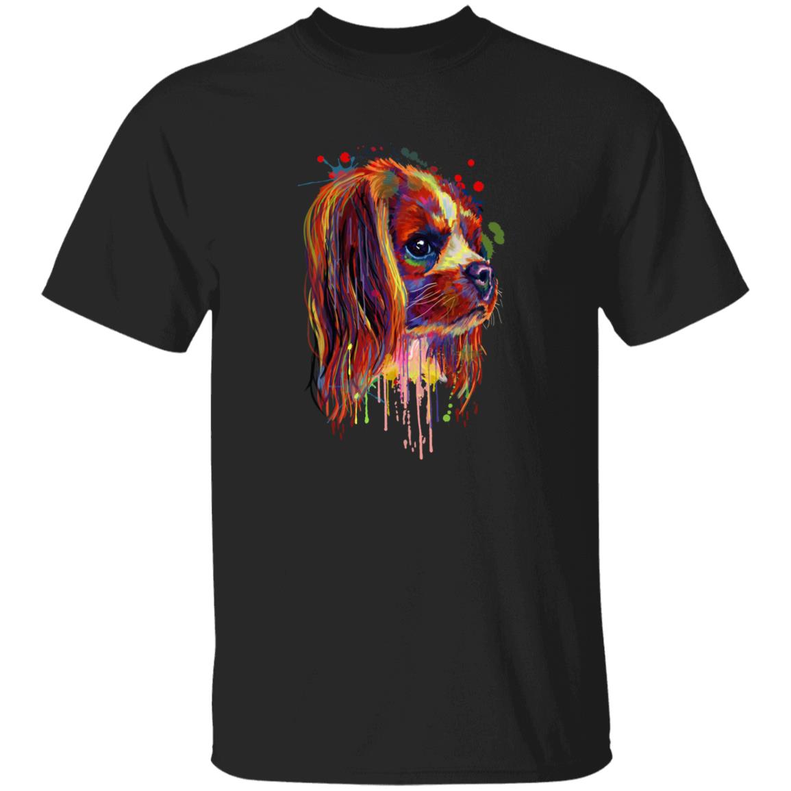 Watercolor Cavalier dog Unisex shirt S-2XL black navy dark heather-Black-Family-Gift-Planet