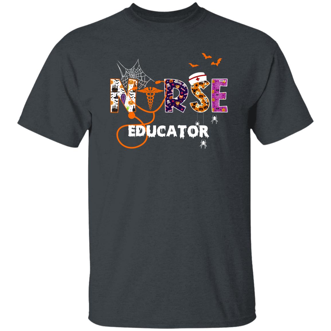 Nurse educator Halloween Unisex T-Shirt Scary Spooky Nursing Professor tee Black Dark Heather-Family-Gift-Planet