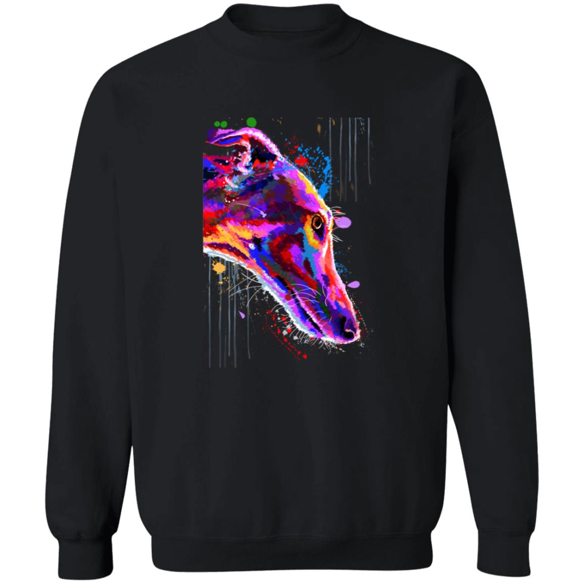 Abstract Greyhound dog Unisex Crewneck Sweatshirt with expressive splashes-Family-Gift-Planet