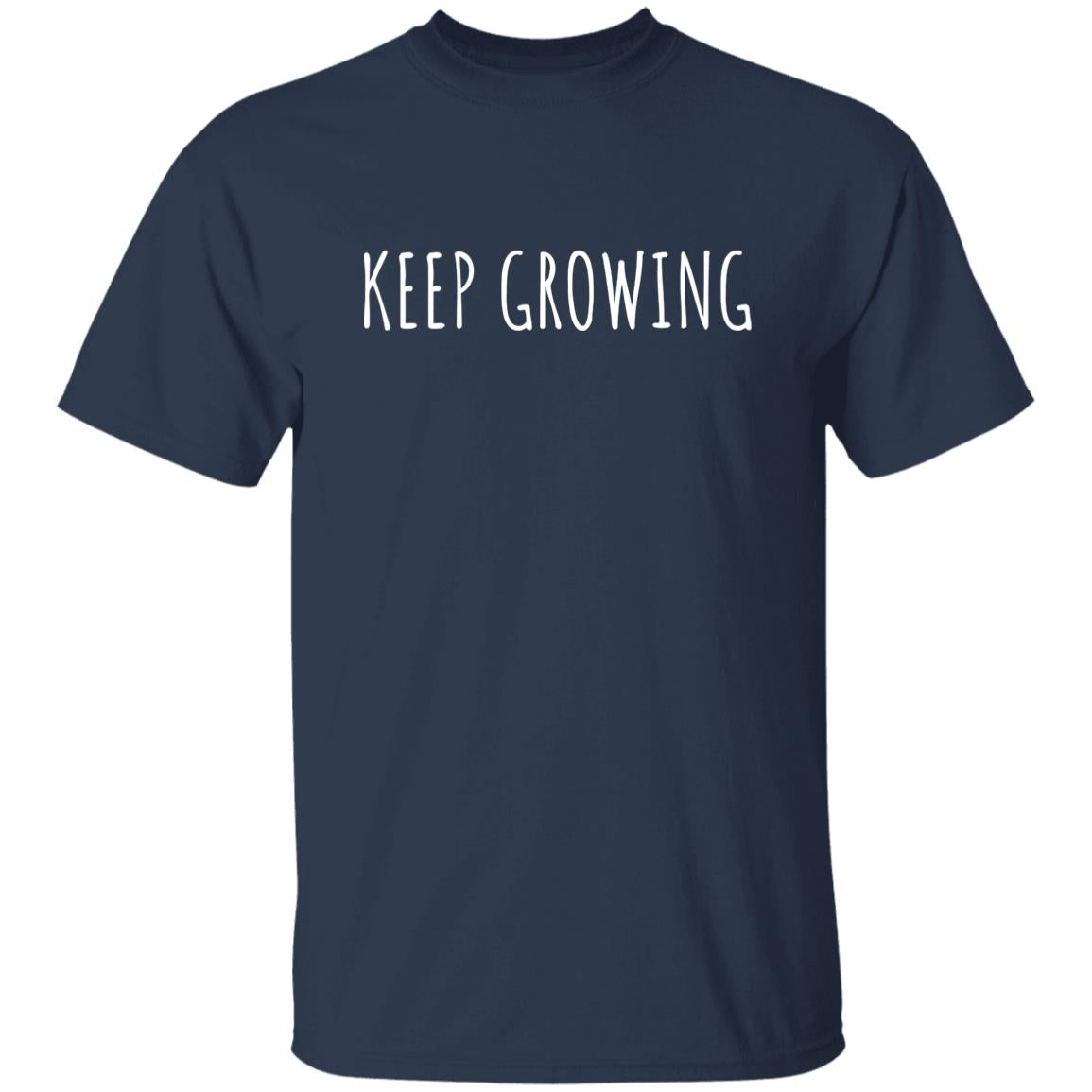 Keep Growing Unisex Tshirt self-love motivational inspirational tee Black Dark Heather Navy-Navy-Family-Gift-Planet