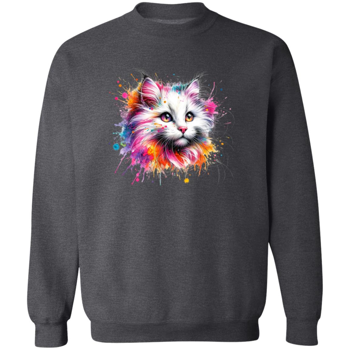 Turkish Angora Cat Color Splash Unisex Sweatshirt Black Navy Dark Heather-Family-Gift-Planet