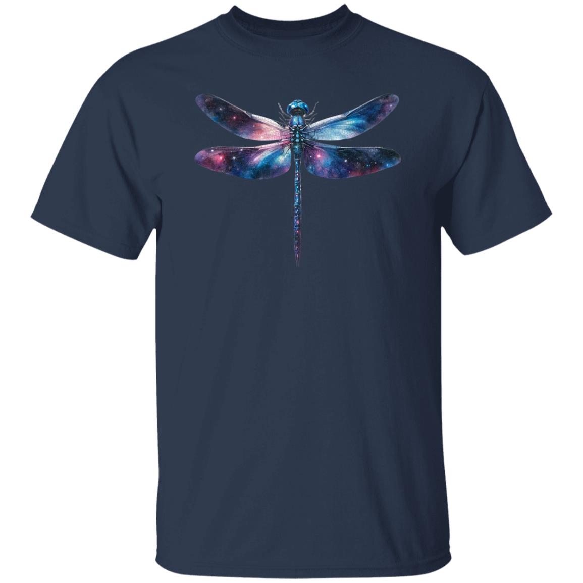 Cosmic Dragonfly Color Splash Unisex T-shirt Black Navy Dark Heather-Family-Gift-Planet