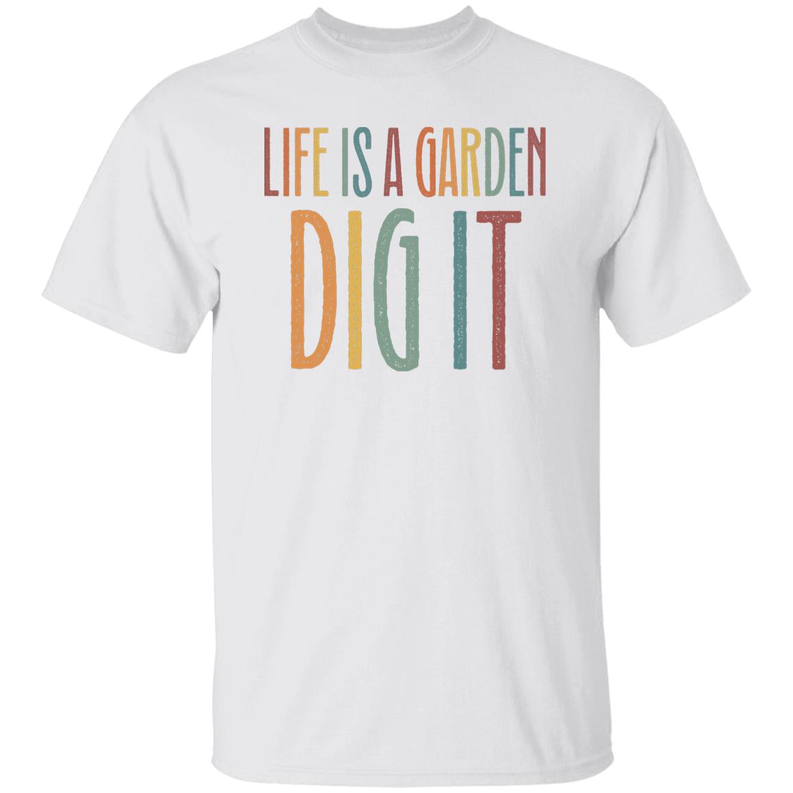 Life is a garden dig it Unisex T-Shirt Gardener tee Black Dark Heather White-Family-Gift-Planet