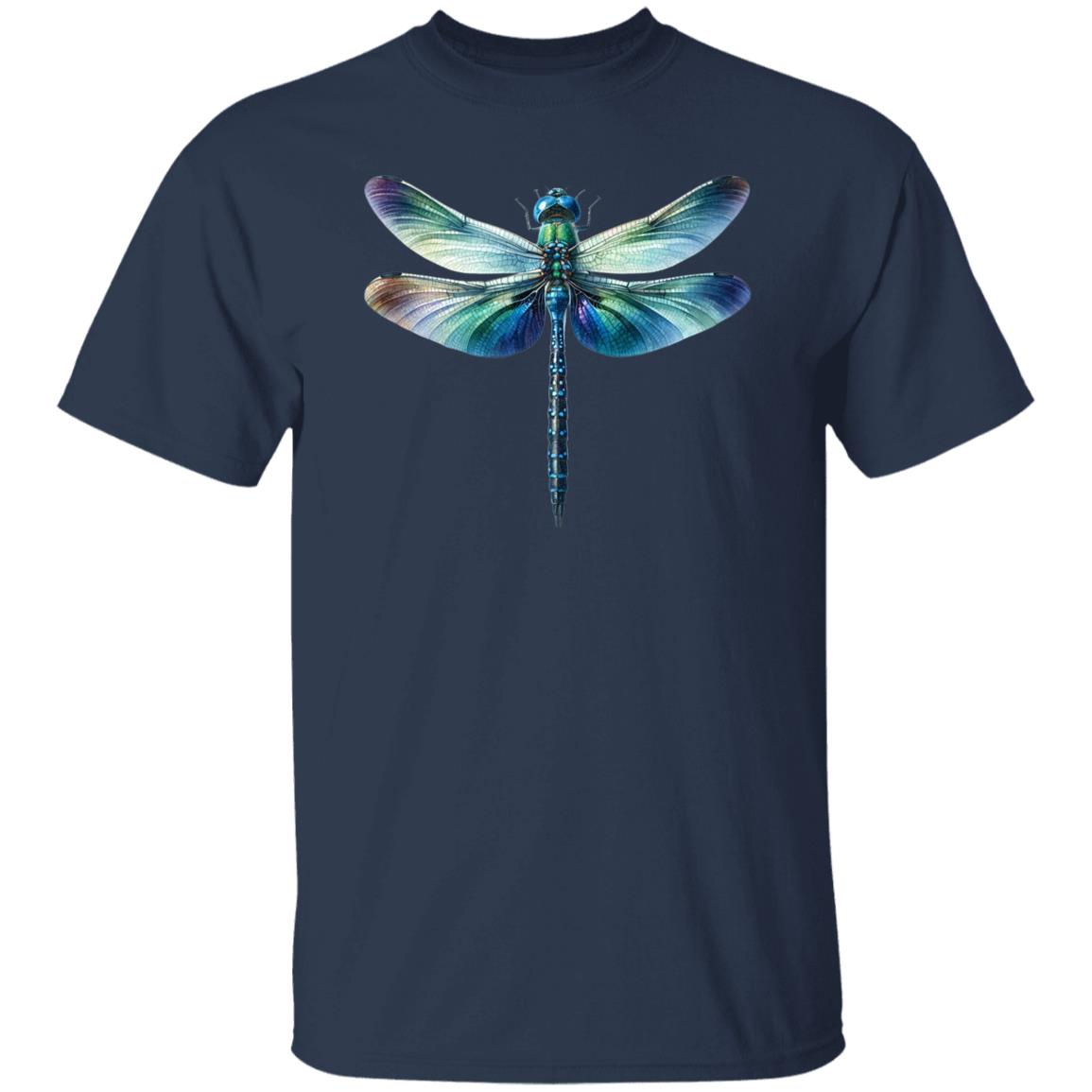 Blue Dragonfly Color Splash Unisex T-shirt Black Navy Dark Heather-Family-Gift-Planet