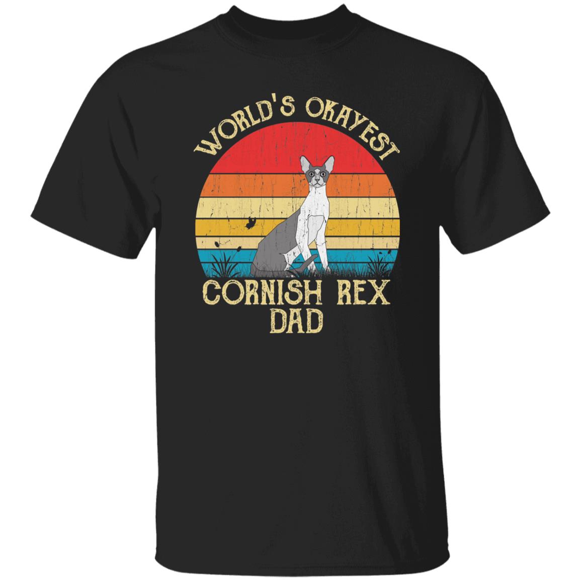 World's Okayest Cornish rex dad Retro Style Unisex T-shirt Black Navy Dark Heather-Black-Family-Gift-Planet