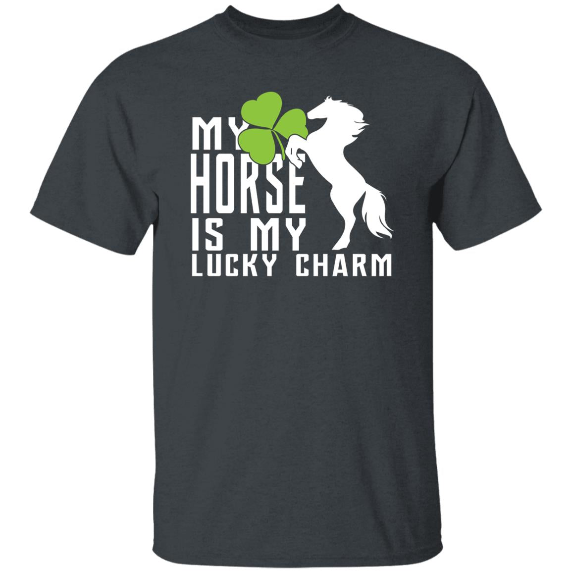 My horse is my lucky charm St Patrick Day Unisex t-shirt 4XL 5XL 6XL Irish Green-Dark Heather-Family-Gift-Planet