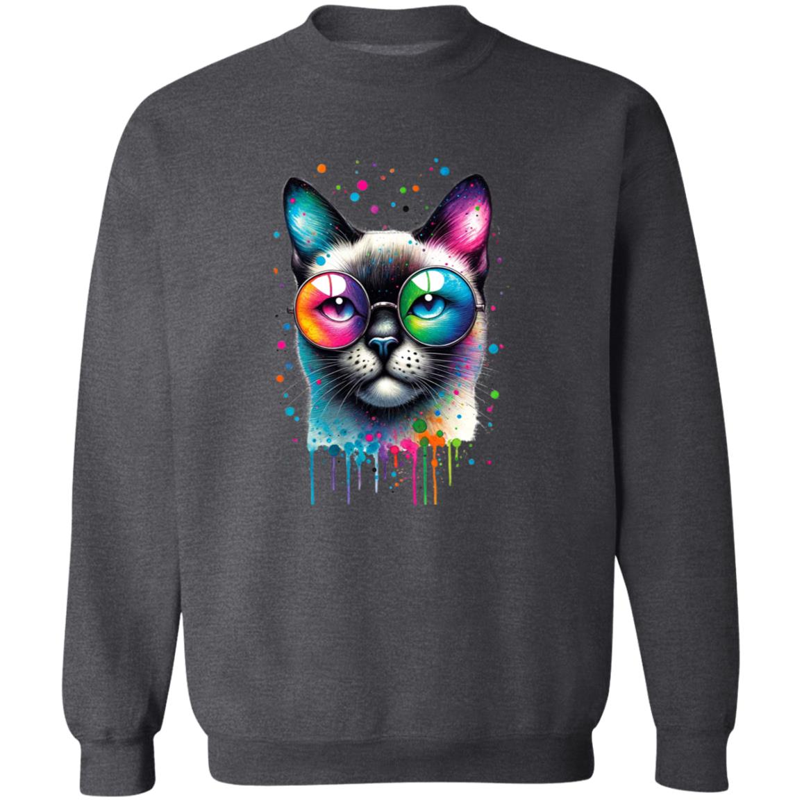 Siamese cat with eyeglasses Color Splash Unisex Sweatshirt-Family-Gift-Planet