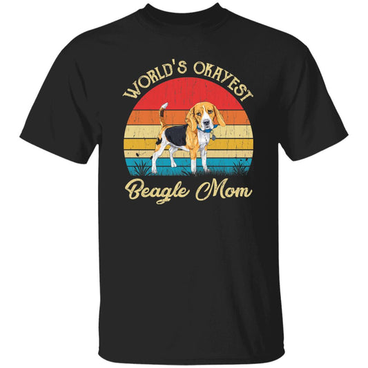 World's Okayest Beagle mom Retro Style Unisex T-shirt Black Navy Dark Heather-Black-Family-Gift-Planet