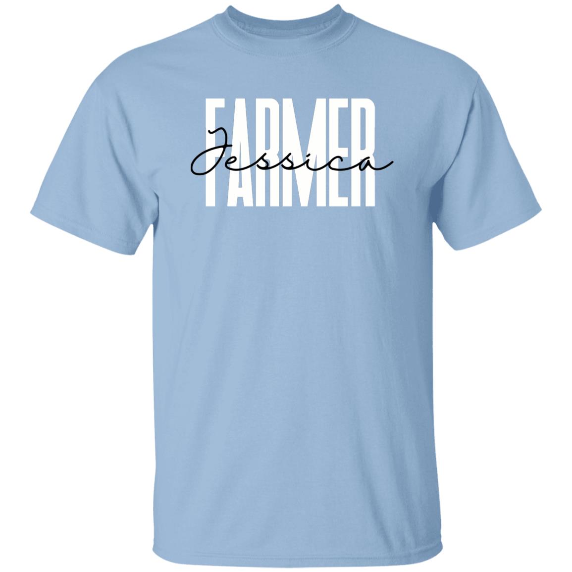 Personalized Farmer Unisex T-shirt Custom Name Farm owner tee Sand Blue Pink-Family-Gift-Planet