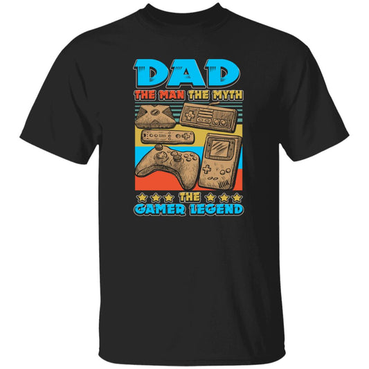 Dad The Man The Myth The Gamer Legend T-shirt gift for father black dark heather-Black-Family-Gift-Planet