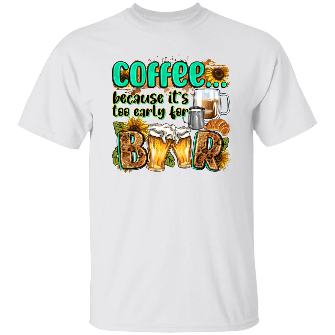 Coffee because its too early for beer T-Shirt coffee and beer lover Unisex tee White Sand Sport Grey-Family-Gift-Planet