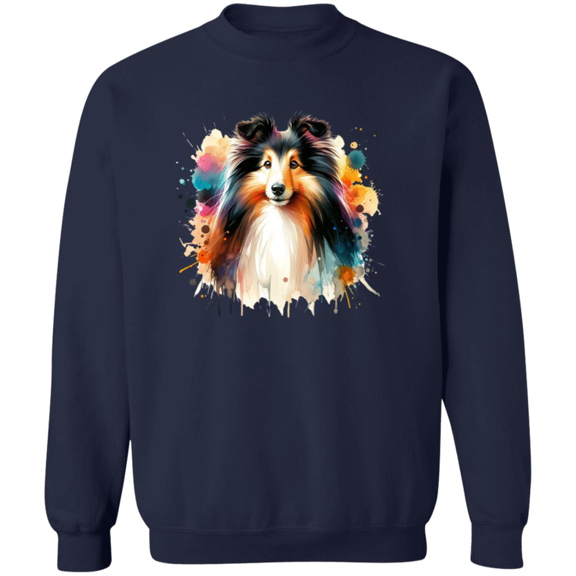 Shetland Sheepdog dog mom Color Splash Unisex Sweatshirt Black Navy Dark Heather-Family-Gift-Planet