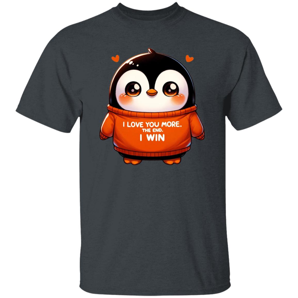 I love you more The end I win Unisex T-shirt cute penguin tee Black Navy Dark Heather-Dark Heather-Family-Gift-Planet