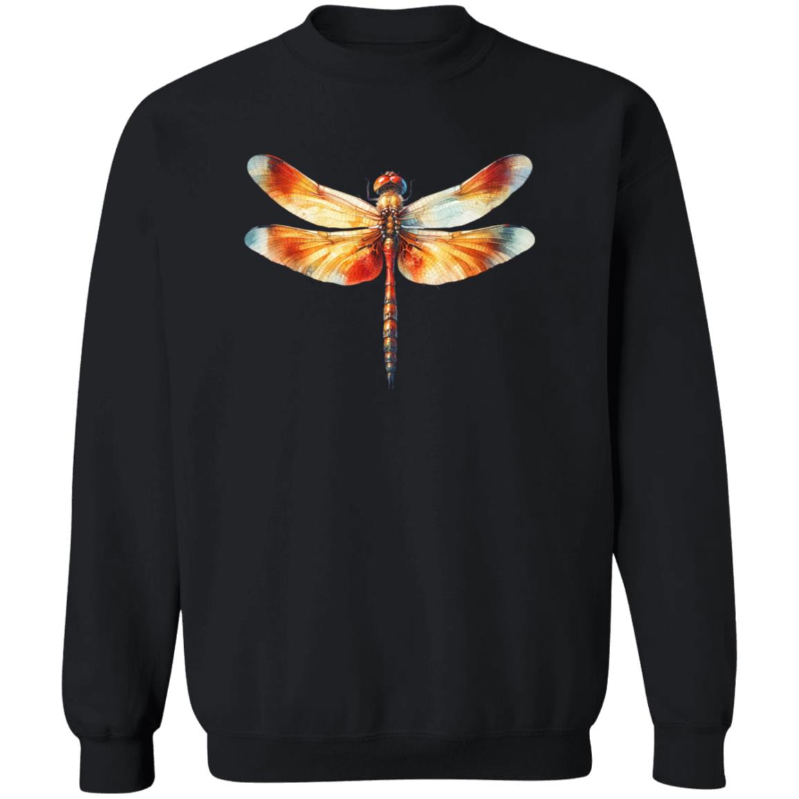 Fall Dragonfly Color Splash Unisex Sweatshirt Black Navy Dark Heather-Family-Gift-Planet