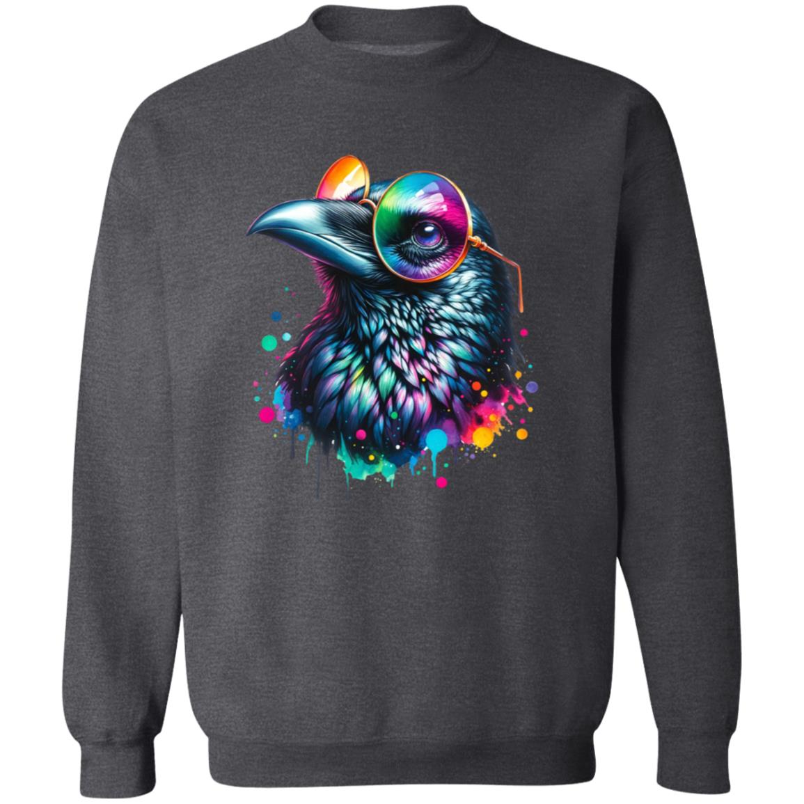 Whimsical raven Color Splash Unisex Sweatshirt Black Navy Dark Heather-Family-Gift-Planet