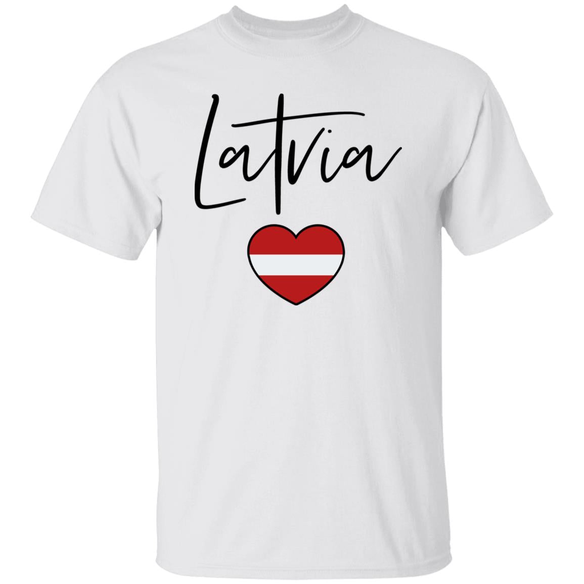 Latvia flag heart Unisex T-shirt Latvia love tee White Sand Blue-White-Family-Gift-Planet