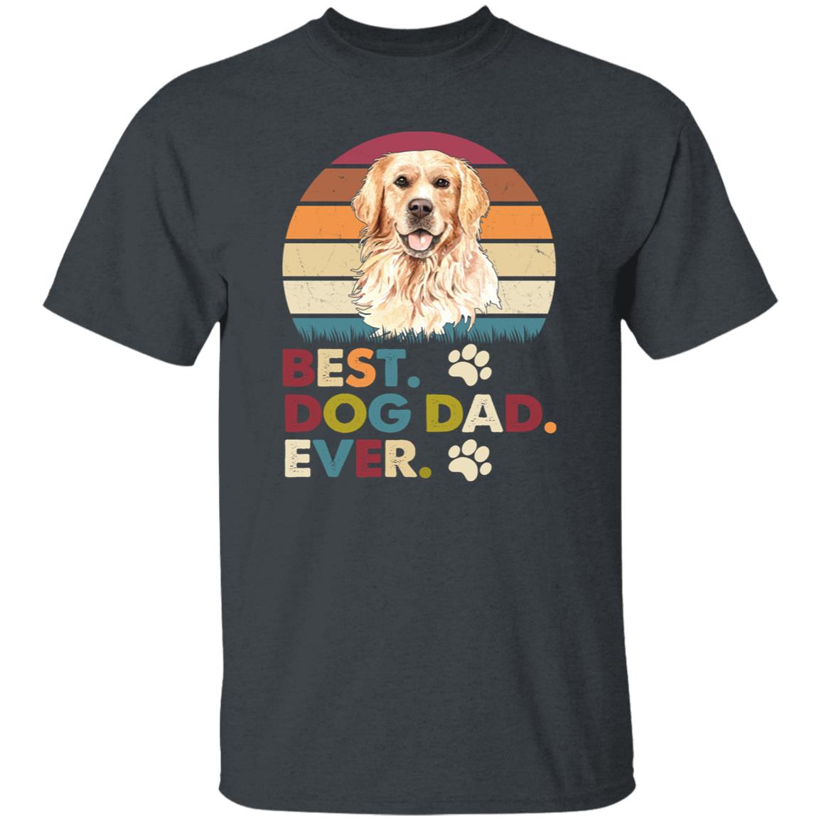 Best Dog Dad Ever T-Shirt gift Retro Golden retriever Dog owner Unisex Tee Black Navy Dark Heather-Dark Heather-Family-Gift-Planet