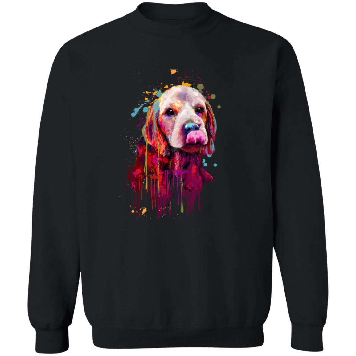 Splash color Cocker Spaniel dog Unisex Crewneck Sweatshirt Abstract pet design-Family-Gift-Planet