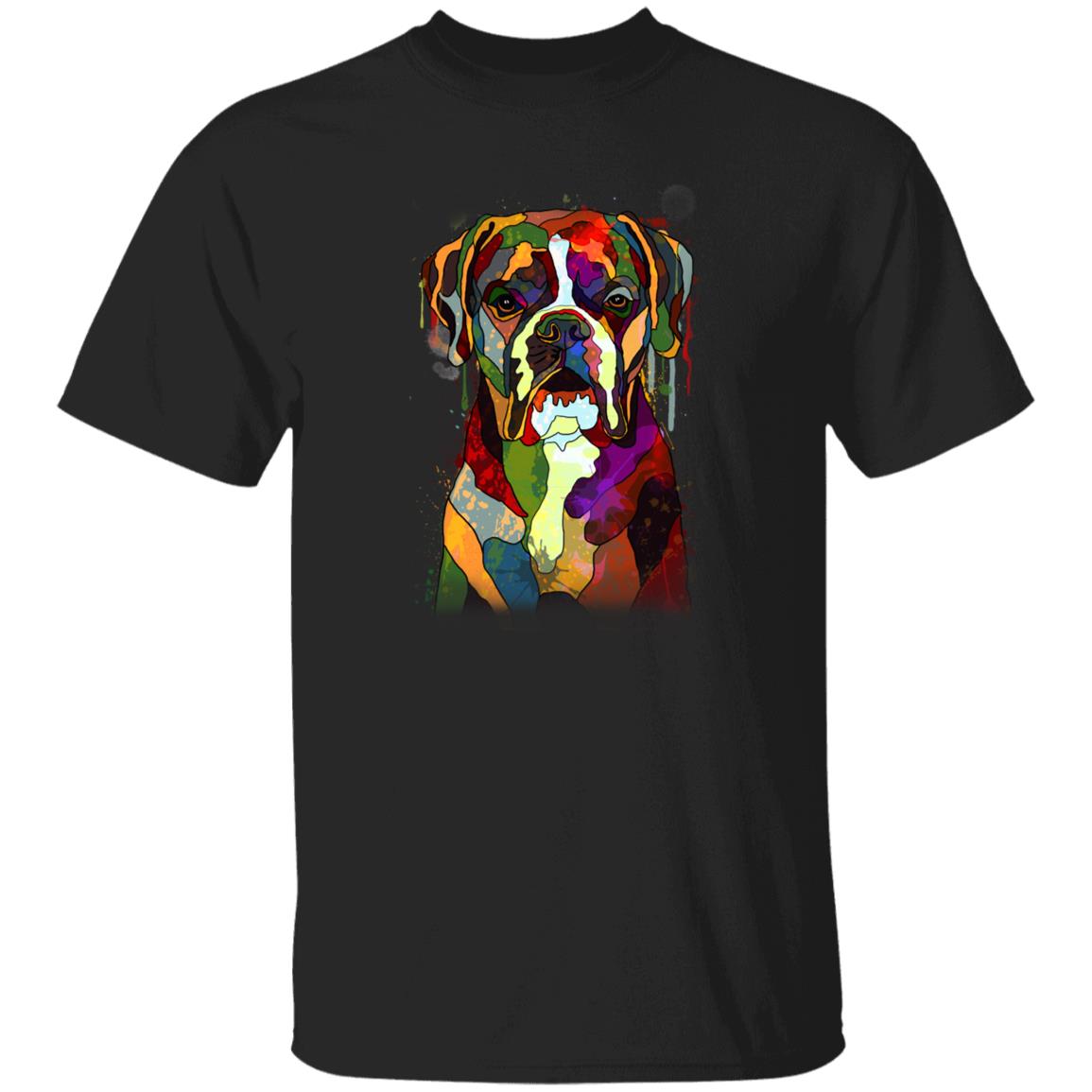 Digital art Boxer dog Unisex shirt S-2XL black navy dark heather-Black-Family-Gift-Planet