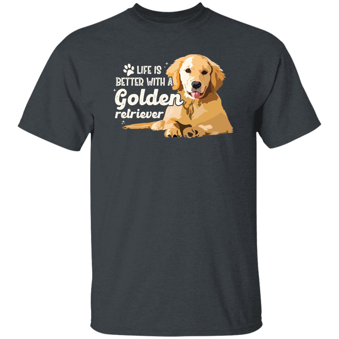 Life is better with a golden retriever T-Shirt gift Retriever Dog mom Unisex tee Black Navy Dark Heather-Dark Heather-Family-Gift-Planet